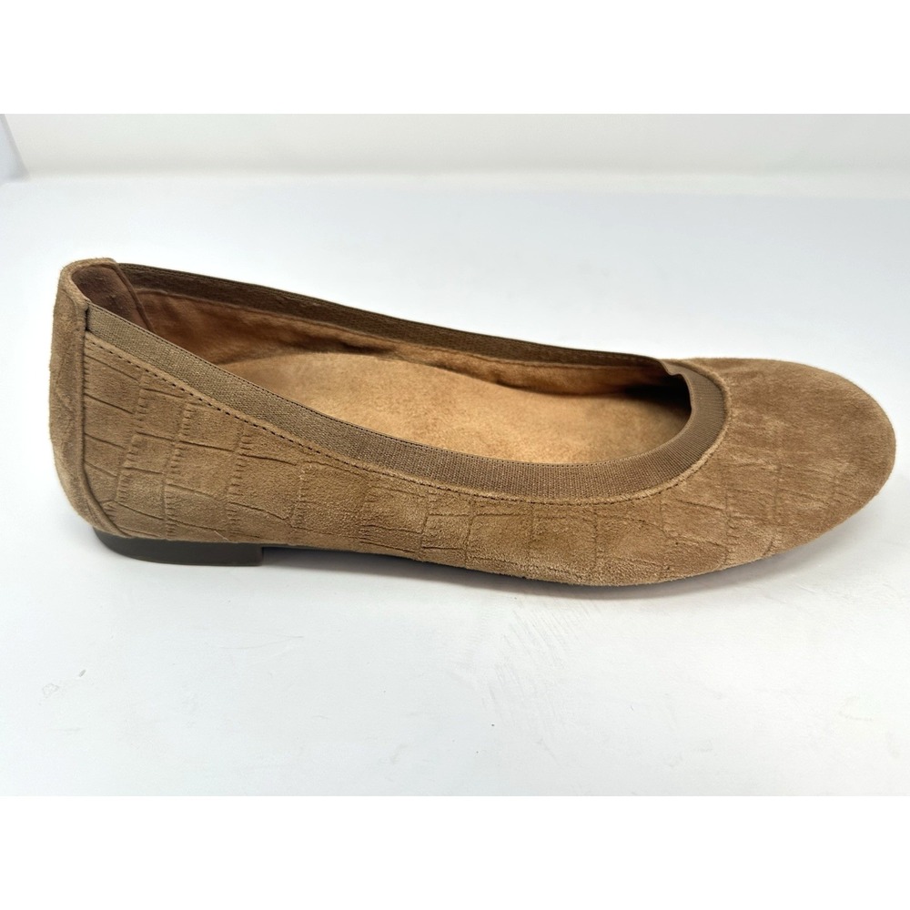 Vionic Anita Suede Ballet Flats Womens Size 6.5 W WIDE Brown Comfort